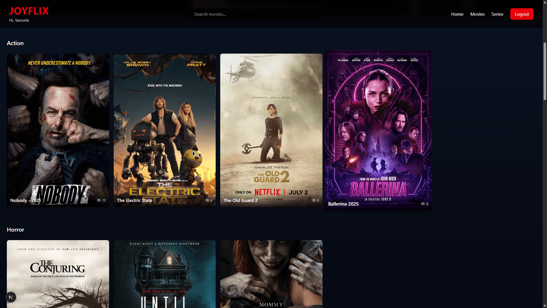 JoyFlix Dashboard